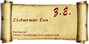Zicherman Éva névjegykártya